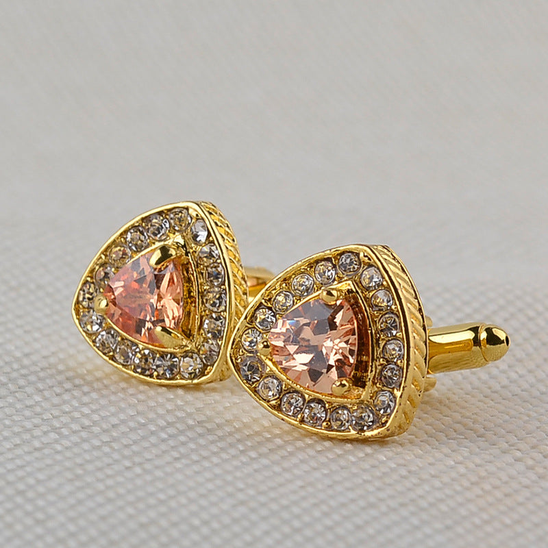 Men's Shirt Cufflinks Triangle Crystal French Diamond