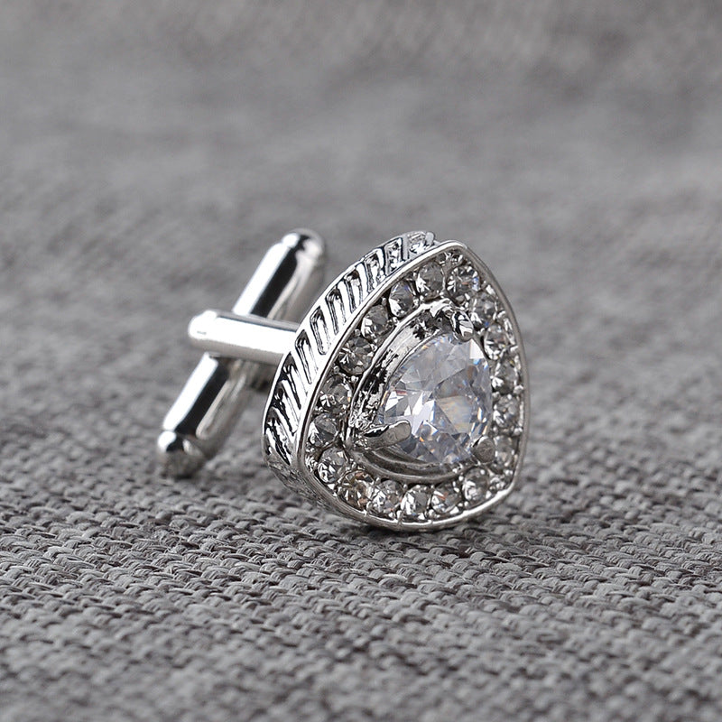 Men's Shirt Cufflinks Triangle Crystal French Diamond